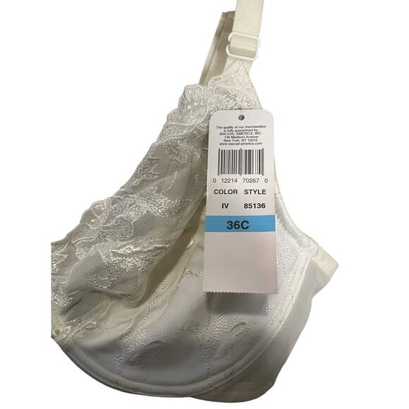 Wacoal Underwire Seasonal Fashion Lovely Lace Bra 85136 Ivory Womens Sz 36C NEW - Picture 3 of 3
